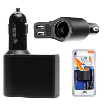 Разветвитель прикуривателя  1+2USB  &quot;Nova Bright&quot;  2100мА, цифровой вольтметр, LED подсветка, 12/24В