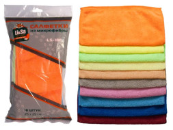 Салфетки из микрофибры в наборе (10 шт-25х25см) "Li-Sa" (LS1002)