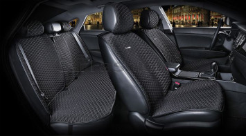 Комплект Накидок «PALERMO PLUS» Чёрный/Бежевый (капрон/экокожа)