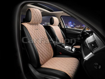 Накидки Фронт  «BULLET»  Бежевый/Бежевый/Коричневый  (велюр класса люкс) 2шт.