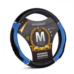 Оплетка на руль  Autoprofi  GL-1020 BK/BL M  черн./синий /гелев.наполн. / PU кожа+ПВХ , спорт дизайн