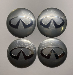 Этикетки на диски (метал)  диам. 56,5мм.  "INFINITY" серебро  (4 шт.)