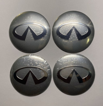 Этикетки на диски (метал)  диам. 56,5мм.  &quot;INFINITY&quot; серебро  (4 шт.)