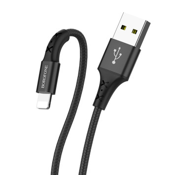 Кабель Borofone  USB - lightning  (1м)  черный BX20