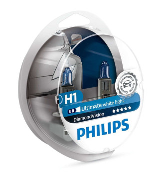 Автолампа Philips 12V   H1  55W  P14,5s  Diamond Vision (к-т 2шт)