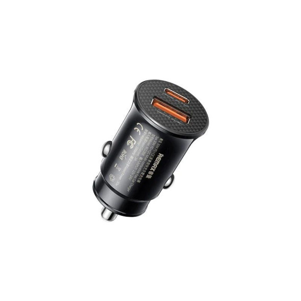 АЗУ  REMAX  1USB + 1USB TYPE-C  QC3.0 (12/24V - PD30W+QC3.0)  черный