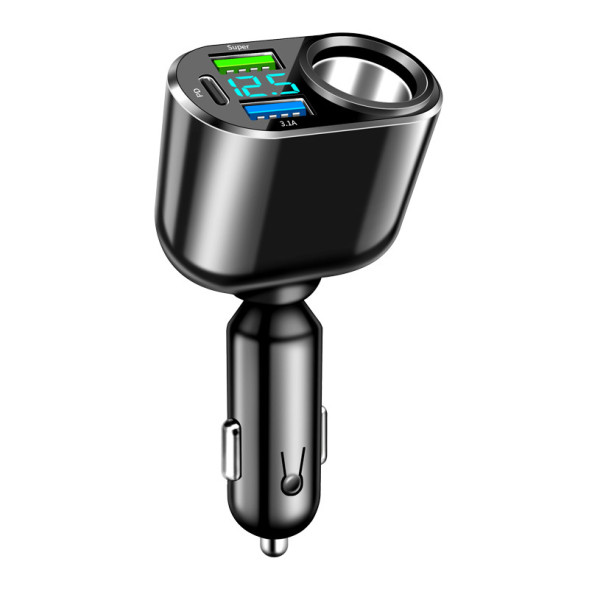 Разветвитель прикуривателя  1 выход + 2 USB + 1 TYPE-C, вольтметр