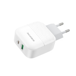 Зарядные устройства 220V Borofone USB+Type C, QC3.0 (быстрая зарядка) Белый