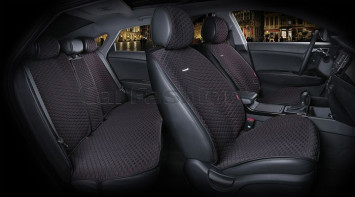 Комплект Накидок «PALERMO PLUS» Чёрный/Красный (капрон/экокожа)