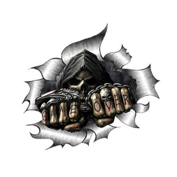 Наклейка "Скелет game over"   (14*13см)