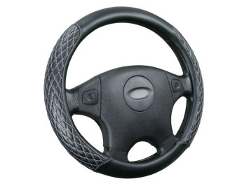 Оплетка на руль   CF  ROMB - М, Чёрный/Серый