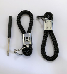 Брелок кожа плетенная  HONDA  Черный