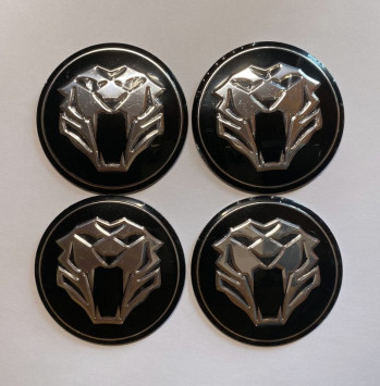 Этикетки на диски (метал)  диам. 56,5мм.  &quot;JAGUAR&quot; кошка  (4 шт.)