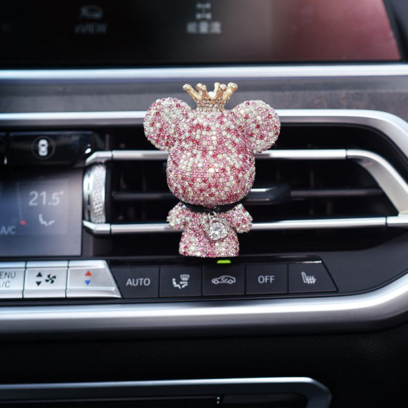 Игрушка на торпедо &quot;Bearbrick&quot; медведь, стразы, розовый