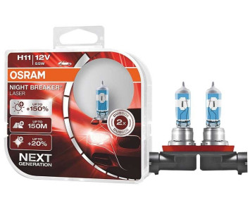Лампа OSRAM 12V     Н11   55W  NL LASER BOX  PGJ19-2  (2шт.) (+150%)