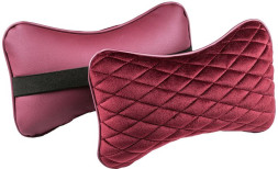 Подголовник-подушка &quot;CITY&quot;  бордовый/бордовый  (экокожа-велюр, ромб)  (компл.2шт)