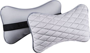 Подголовник-подушка "CITY" серый/серый (экокожа-велюр, ромб) (компл.2шт)