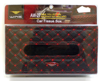 Салфетница &quot;AUTOBAN&quot; экокожа черная с красной строчкой