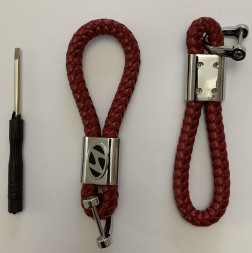 Брелок кожа плетенная  HYUNDAI  Красный