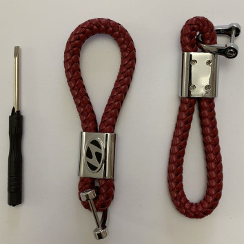 Брелок кожа плетенная  HYUNDAI  Красный