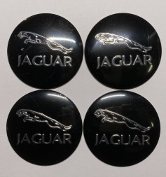 Этикетки на диски (метал)  диам. 56,5мм.  "JAGUAR" черный  (4 шт.)