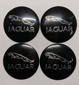 Этикетки на диски (метал)  диам. 56,5мм.  &quot;JAGUAR&quot; черный  (4 шт.)