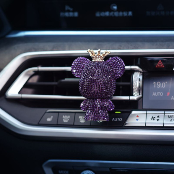 Игрушка на торпедо &quot;Bearbrick&quot; медведь, стразы, фиолетовый