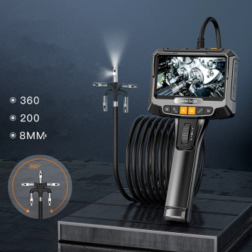 Камера-эндоскоп 8мм 2м. 8led 4,3" с акб 2000Mah влагозащита Full-HD 2 камеры, поворотный PRO