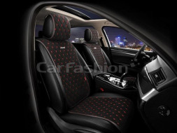 Накидки Фронт  «BULLET»  Черный/Черный/Красный  (велюр класса люкс) 2шт.