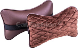 Подголовник-подушка &quot;CITY&quot;  кофе/кофе  (экокожа-велюр, ромб)  (компл.2шт)