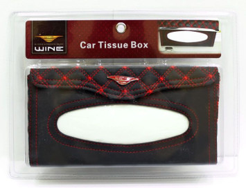 Салфетница &quot;AUTOBAN&quot; экокожа черная с красной строчкой на солнцезащитный козырек