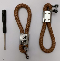 Брелок кожа плетенная  INFINITY  Коричневый