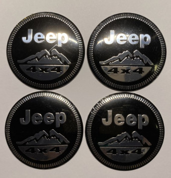 Этикетки на диски (метал)  диам. 56,5мм.  &quot;JEEP&quot; 4x4  (4 шт.)