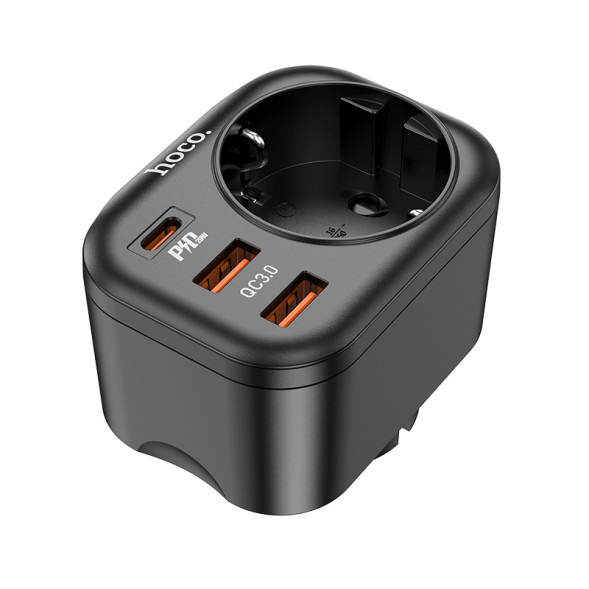 Зарядные устройства 220V  HOCO  1 гнездо + PD 20W + 2USB QC3.0 18W черная