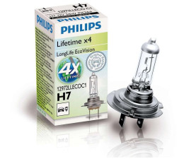 Автолампа Philips 12V   H7    55W  PX26d  LongLife  EcoVision  (компл.1шт). увеличенный срок слу