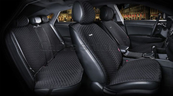 Комплект Накидок «PALERMO PLUS» Чёрный/Тёмн.Серый (капрон/экокожа)