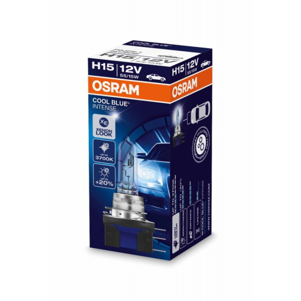 Лампа OSRAM 12V     Н15   55/15W  CBI  PGJ23t-1 COOL BLUE INTENSE XENON (карт1шт) (+20% голуб.3700К)
