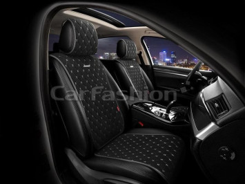 Накидки Фронт  «BULLET»  Черный/Черный/Серый  (велюр класса люкс) 2шт.