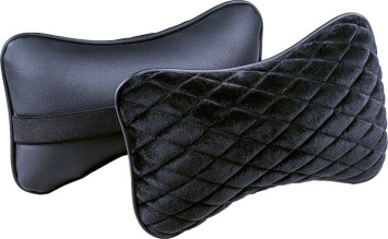 Подголовник-подушка "CITY" черный/черный (экокожа-велюр, ромб) (компл.2шт)