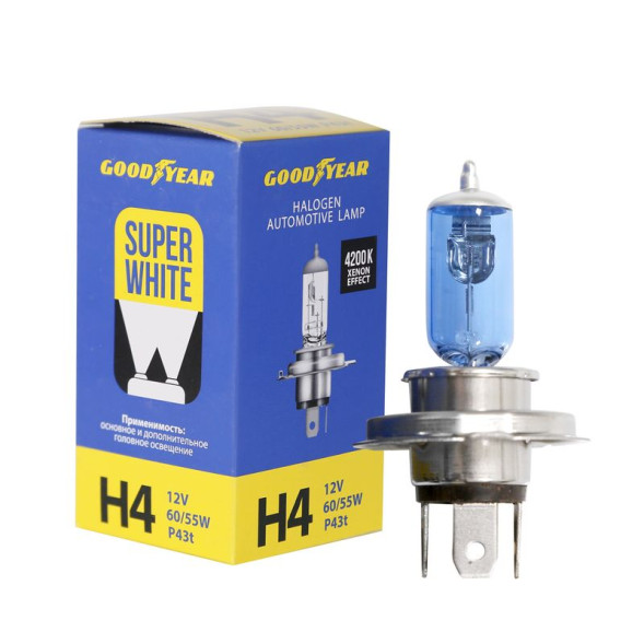 Автолампа GOODYEAR  12V  Н4  60/55W  P43t Super White