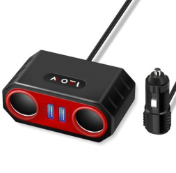Разветвитель прикуривателя  2 выхода + 2USB (12/24V - 5V 3,1A / 3,1A)