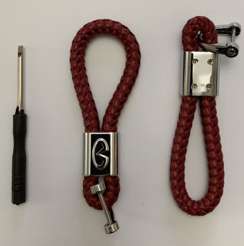 Брелок кожа плетенная  INFINITY  Красный