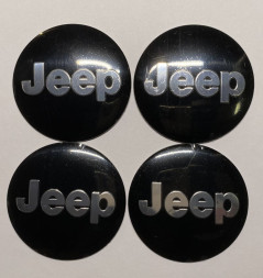 Этикетки на диски (метал)  диам. 56,5мм.  "JEEP" черный  (4 шт.)