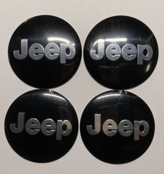 Этикетки на диски (метал)  диам. 56,5мм.  &quot;JEEP&quot; черный  (4 шт.)