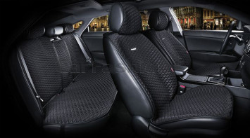 Комплект Накидок  «PALERMO PLUS»  Чёрный/Чёрный (капрон/экокожа)