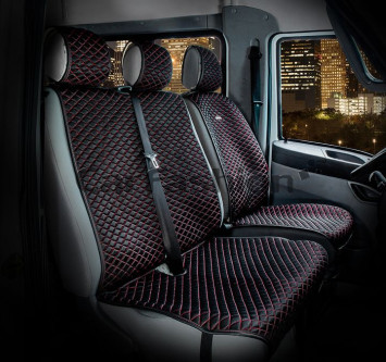 Накидка «PALERMO VAN»  Черный/Красный/Черный (капрон/экокожа)