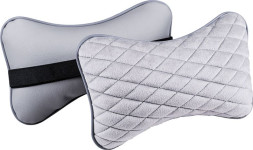 Подголовник-подушка &quot;CITY&quot;  серый/серый  (экокожа-велюр, ромб)  (компл.2шт)