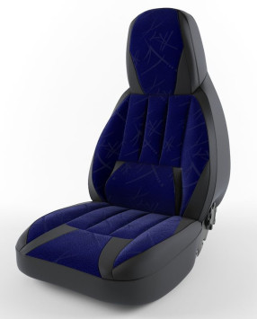 Авточехол  &quot;PILOT LARGUS 5мест&quot;  ФОРСАЖ флок+кож.зам  Синий