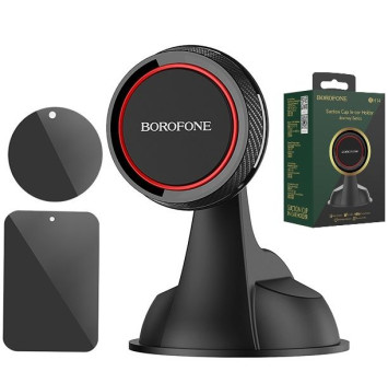 Держатель телефона Borofone на торпеду (скотч двухсторонний) (усиленный магнит) Черный