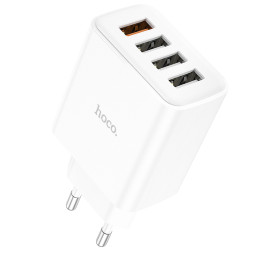 Зарядные устройства 220V  HOCO  4USB 2.1A QC3.0 быстрая зарядка Белый